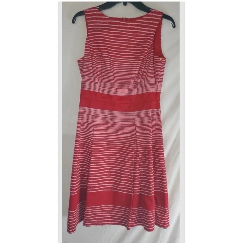 Talbots Dress Nautical Red White Rope Stripe Fit and Flare Sleeveless Cotton  12 - Picture 2 of 5